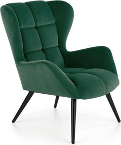 Fotoliu TYRION, stofa catifelata verde inchis - Bluvel 78, 75x86x91 cm