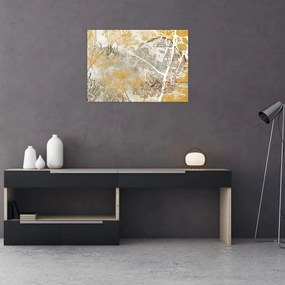 Tablou pe sticlă - Vintage perete cu flori (70x50 cm)