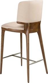 Scaun de bar din lemn si piele sintetica Cream