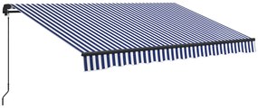Outsunny Șuncă de soare Markiză Terasă, inclusiv Manivelă, rezistent la intemperii, 350 cm x 290 cm, Albastru + Alb | Aosom Romania