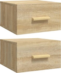 vidaXL Noptiere de perete, 2 buc., stejar sonoma, 35x35x20 cm