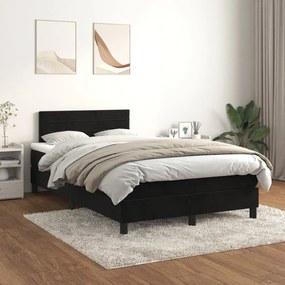 3141355 vidaXL Pat box spring cu saltea, negru, 120x200 cm, catifea