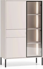 Vitrină înaltă cu sertar și iluminare Harmona 92 cm - cașmir