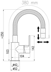 RAV Slezák CO119.0/16 - Baterie pentru chiuvetă COLORADO 25 cm, neagră