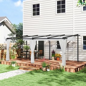Outsunny Pergolă grădină exterioară 3 x 6 m pergolă glisantă retractabilă cu pereți laterali, adăpost solar UPF30+, gri | Aosom Romania