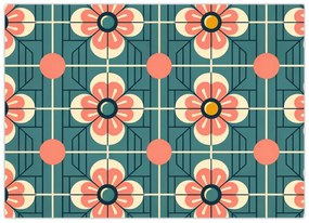 Tablou pe sticlă - Model retro cu flori (70x50 cm)