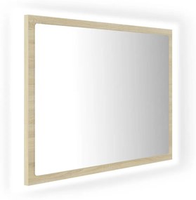 804919 vidaXL Oglindă de baie cu LED, stejar sonoma, 60x8,5x37 cm, acril