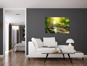 Tablou cu râul în pădurea verde (90x60 cm)