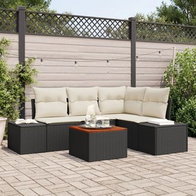 vidaXL Set de canapea de grădină 5 pcs Negru, alb 55 x 55 x 37 cm