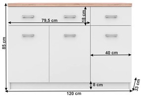 Comoda 3d2s, alb stejar sonoma, TOPTY Typ 07