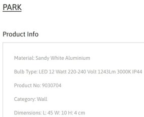 Aplica LED ambientala directionabila pentru baie/exterior IP44 PARK alba