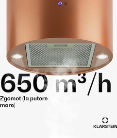Klarstein Baretta, hotă suspendată, Ø 35 cm, recirculare a aerului 519 m³/h, LED, cupru