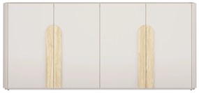 Comodă cu patru uși Amilio 200 cm - cashmere / stejar uleiat / mânere stejar deschis