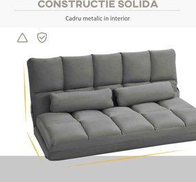 HOMCOM Divan de Podea 2 în 1 cu Spătar Reglabil în 7 Niveluri și Perne, 130x73x60 cm, Gri Carbonizat | Aosom Romania