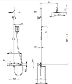 Coloana de duș cu baterie termostatică NAC_D1HT