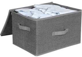 Cutii De Depozitare Cu Capace, Pliabile Cu Manere, Gri, 40 Cm