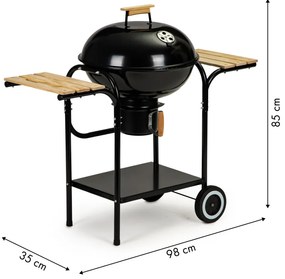 Gömb alakú görgős faszenes grill hamutartóval