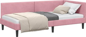 vidaXL Cadru de pat colțar cu headboard Roz 90 cm x 190 cm Catifea