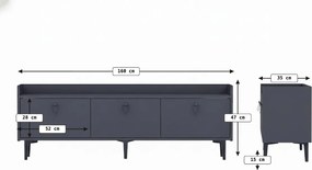 Comoda TV PIENA 160 cm, antracit