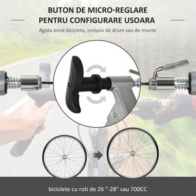 Suport pentru bicicleta cu 5 niveluri de rezistenta reglabile, frana magnetica din tub de otel 54.5x47.2x39.1cm, argintiu HOMCOM | Aosom RO
