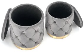 SET 2x taburet POLLY d. 40/44 cm gri/auriu