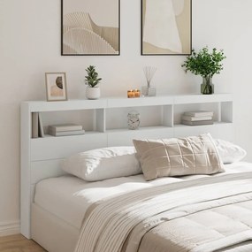 vidaXL Tăblie cu dulap și LED, alb, 200x17x102 cm