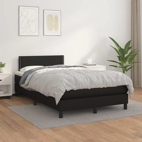 3141053 vidaXL Pat box spring cu saltea, negru, 120x200 cm, piele ecologică