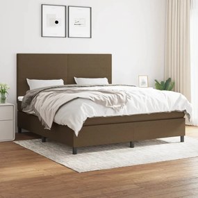 vidaXL Pat box spring cu saltea, maro închis, 160x200 cm, textil