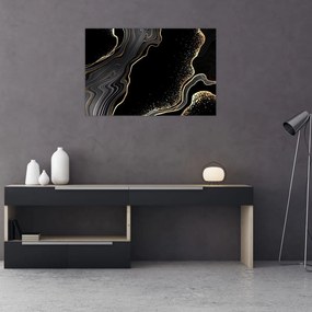Tablou - Marmură negru - auriu (90x60 cm)