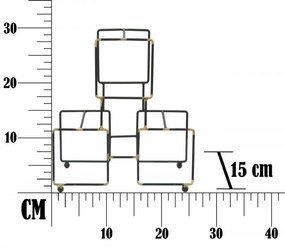 Suport pentru sticle auriu / negru din metal, 25 x 15 x 27 cm, Bright Mauro Ferreti
