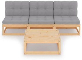 3076354 vidaXL Set mobilier de grădină cu perne, 4 piese, lemn masiv de pin