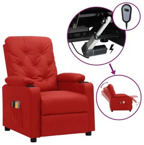 vidaXL Fotoliu de masaj electric, roșu vin, piele ecologică