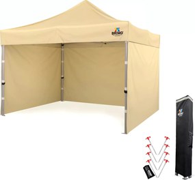 Cort de petrecere premium 3x3 m din aluminiu | Rezistență maximă - cu 3 pereți - Bej