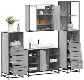 vidaXL Set de mobilier de baie 4 piese Lemn stratificat gri Sonoma