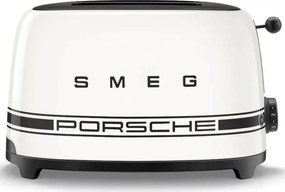 Prajitor de paine SMEG 50's Style Porsche TSF01PCWEU, 950 W, 2 felii, 6 trepte, Tava pentru firimituri, Cablu integrat, Otel inoxidabil, Alb