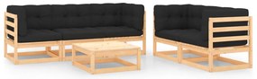 vidaXL Set mobilier de grădină cu perne, 6 piese, lemn masiv de pin