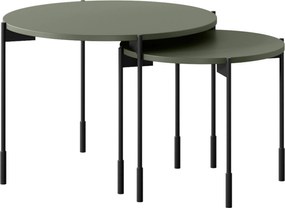 Măsuță de cafea rotundă Sonatia 45 cm cu picioare metalice - verde măsliniu