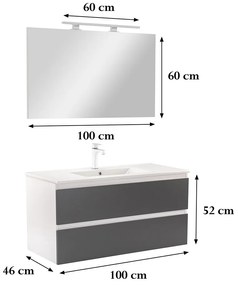 Mobilier complet de baie Vario Forte 100 alb-antracit