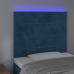 Tablie de pat cu LED, albastru inchis, 100x5x118 128cm, catifea 1, Albastru inchis, 100 x 5 x 118 128 cm