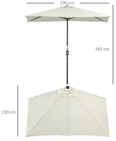 Outsunny Umbrelă de Perete Semicirculară Maro, cu Manivelă, Design Spațiu-Eficient pentru Terasă și Balcon, Φ270x245cm | Aosom Romania