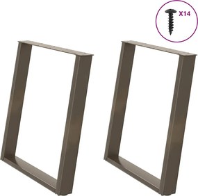 vidaXL Picioare de masă în formă de U, 2 buc., oțel natural, 80x(72-73) cm