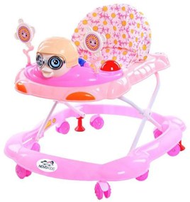 Premergator reglabil in 3 trepte NOVOKIDS™ Catch The Pigeon, cu melodii si lumini, Porumbel, Pliabil, 8 roti, Roz