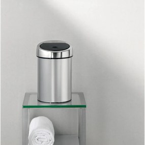 Cos de gunoi Brabantia Touch Bin 647217, 3 L, Deschidere lina si silentioasa, Montare pe perete, Rezistent la amprente, Inox