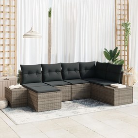vidaXL Set de canapele pentru grădină cu pernă 6 pcs Gri Rattan poli