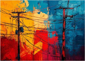 Tablou pe sticlă - Linii electrice abstracte (70x50 cm)