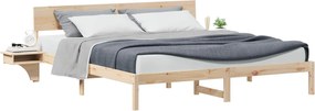 vidaXL Cadru de pat cu headboard Maro 200 x 200 cm Lemn de pin masiv