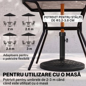 Outsunny Bază pentru Umbrelă cu Buton Reglabil, Ø46x34 cm, Negru | Aosom Romania