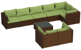 3102492 vidaXL Set mobilier de grădină cu perne, 9 piese, maro, poliratan