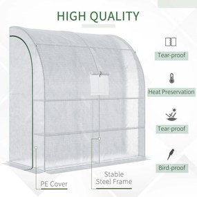 Outsunny 7' x 3' x 7' Outdoor Walk-In Greenhouse, Plant Nursery with Roll-up Windows, PE Cover, and 3 Wire Shelves, White | Aosom Romania