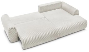 Colțar crem extensibil cu tapițerie din catifea reiată (cu colț pe partea dreaptă) Lucien – Bobochic Paris